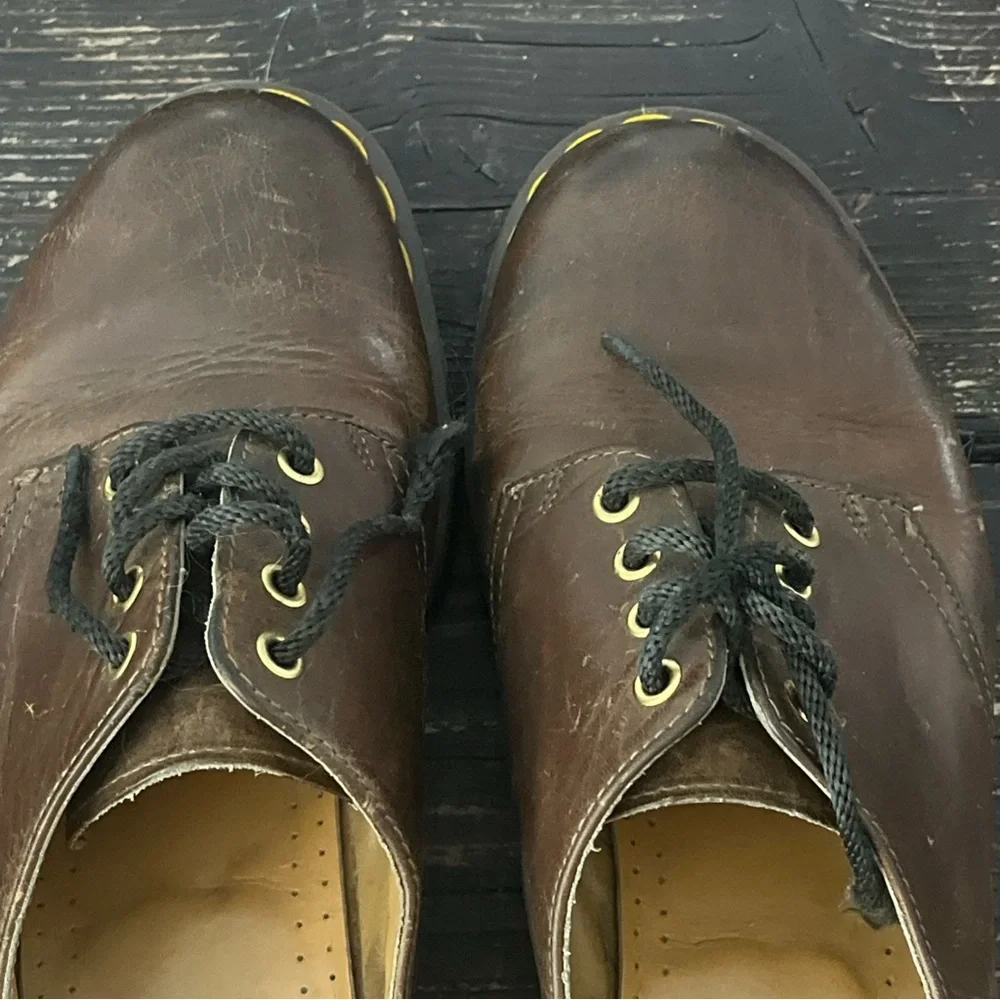 Vintage Doc Dr Martens 1561 Made in England 4 Eyelet Oxford Brown Leather Shoes